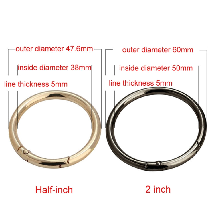10pcs Zinc Alloy Spring Ring Metal Open Bag Webbing Keychain, Size:Half-inch Black - Key Rings by buy2fix | Online Shopping UK | buy2fix