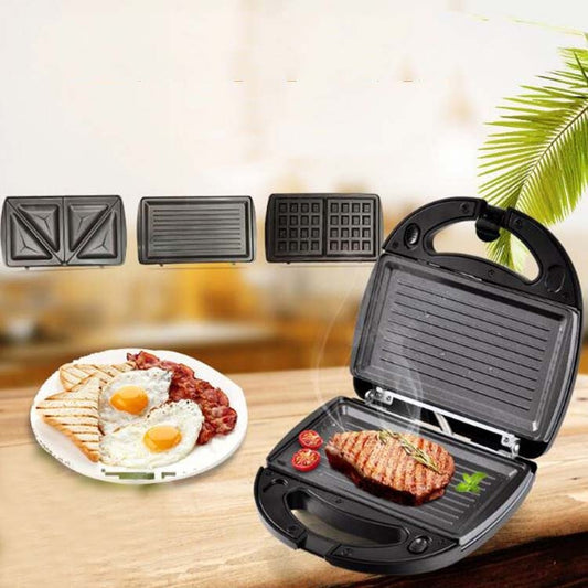 3 in 1 Sandwich Maker Multi-Function Waffle Maker Panini Breakfast Maker, EU Plug - Electric Skillets by buy2fix | Online Shopping UK | buy2fix
