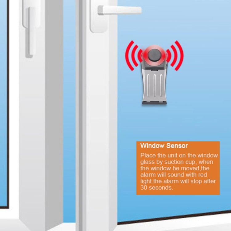 MSA-803 Window Vibration Alarm Door Stopper Flashing Light Burglar Alarm(White) - Door Window Alarm by buy2fix | Online Shopping UK | buy2fix