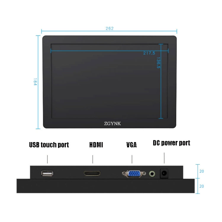 ZGYNK KQ101 HD Embedded Display Industrial Screen, Size: 10 inch, Style:Embedded by ZGYNK
