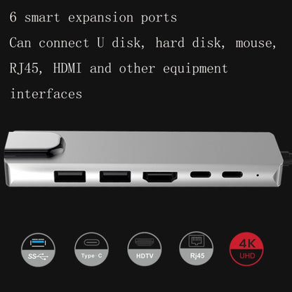 6 in 1 USB3.1 Type-C to HDMI+RJ45 Docking Station for Nintendo Type-C Docking Station by buy2fix