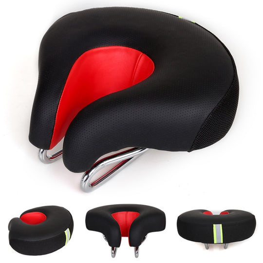 Noseless Bicycle Saddle Mountain Bike Thickened  Soft Cushion(Red)