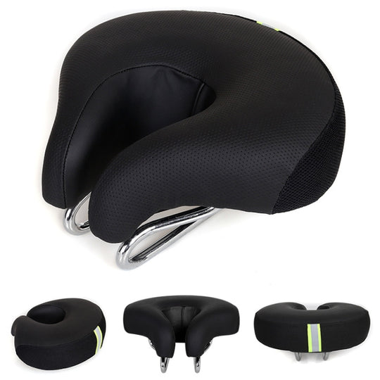 Noseless Bicycle Saddle Mountain Bike Thickened  Soft Cushion(Black)