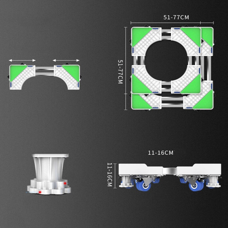 Single Tube 4 Legs Adjustable Stainless Steel Refrigerator Bracket Washing Machine Base Bracket - Washing Machines & Accessories by buy2fix | Online Shopping UK | buy2fix