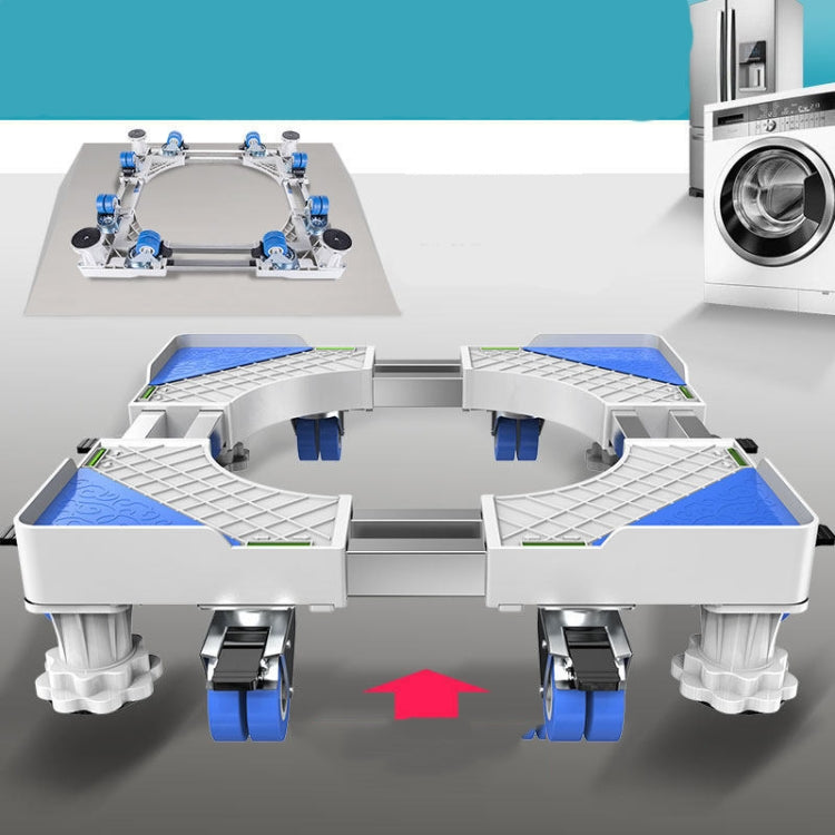 Double Tubes 8 Wheels + 4 Legs Adjustable Stainless Steel Refrigerator Bracket Washing Machine Base Bracket - Washing Machines & Accessories by buy2fix | Online Shopping UK | buy2fix