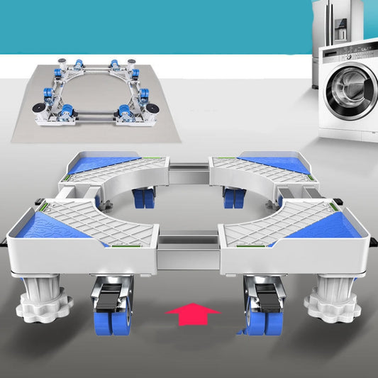 Double Tubes 8 Wheels + 4 Legs Adjustable Stainless Steel Refrigerator Bracket Washing Machine Base Bracket - Washing Machines & Accessories by buy2fix | Online Shopping UK | buy2fix