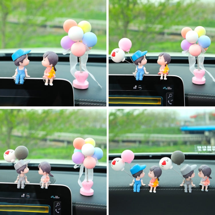In Car Ornament Lovely Kissing Couple Doll, Colour:Blue+Spring Balloon by buy2fix