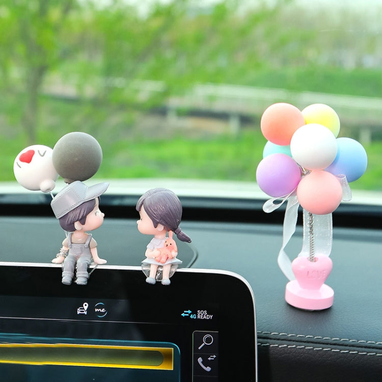 In Car Ornament Lovely Kissing Couple Doll, Colour:Gray Couple Balloon+Spring Balloon by buy2fix