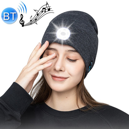 Outdoor Night Running Night Fishing LED Light Illumination Bluetooth 5.0 Knitted Hat (Grey) by buy2fix