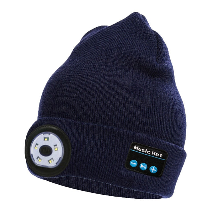 Outdoor Night Running Night Fishing LED Light Illumination Bluetooth 5.0 Knitted Hat (Navy Blue) by buy2fix