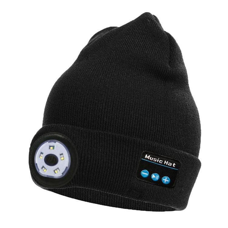 Outdoor Night Running Night Fishing LED Light Illumination Bluetooth 5.0 Knitted Hat (Black) by buy2fix