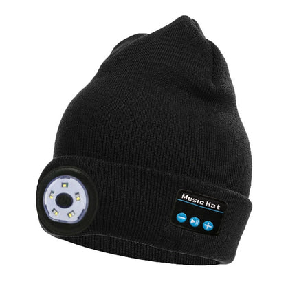 Outdoor Night Running Night Fishing LED Light Illumination Bluetooth 5.0 Knitted Hat (Black) by buy2fix