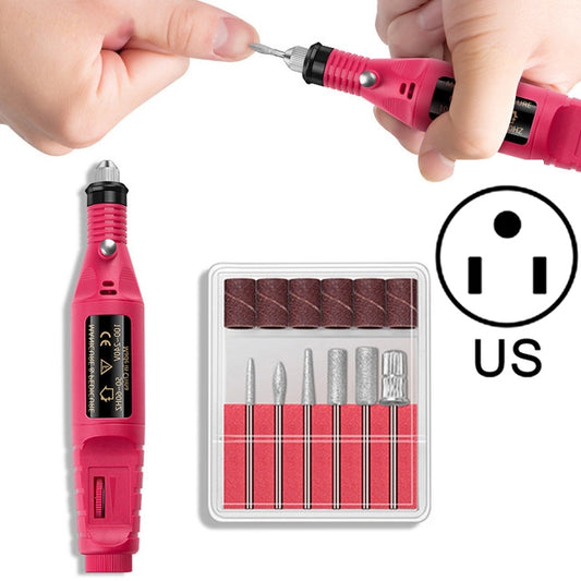 Electric Nail Kit Nail Tips Manicure Machine Electric Nail Art Pen(US Red) - Grinding Tools & Accessories by buy2fix | Online Shopping UK | buy2fix
