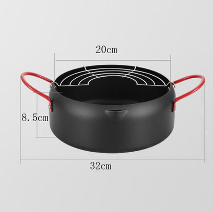 Tempura Hot Pot Household Fryer Pot Non-Stick Pan With Filter Holder, Specification:20cm without Clip - Electric Deep Fryers by buy2fix | Online Shopping UK | buy2fix