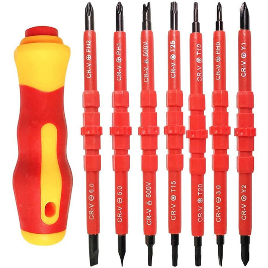 7 in 1 Bit Insulation Multipurpose Repair Tool Screwdriver Set(Red) - Screwdriver Set by buy2fix | Online Shopping UK | buy2fix