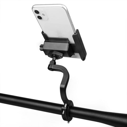 CYCLINGBOX Aluminum Alloy Mobile Phone Holder Bicycle Riding Takeaway Rotatable Metal Mobile Phone Bracket, Style:Heightened Handlebar Installation(Black) - Holders by CYCLINGBOX | Online Shopping UK | buy2fix
