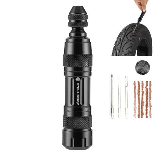 CYCLINGBOX Mountain Bike Vacuum Aluminum Alloy Tire Repair Tool Bicycle Repair Integrated Storage Design Tool(Black) - Maintenance tools by CYCLINGBOX | Online Shopping UK | buy2fix