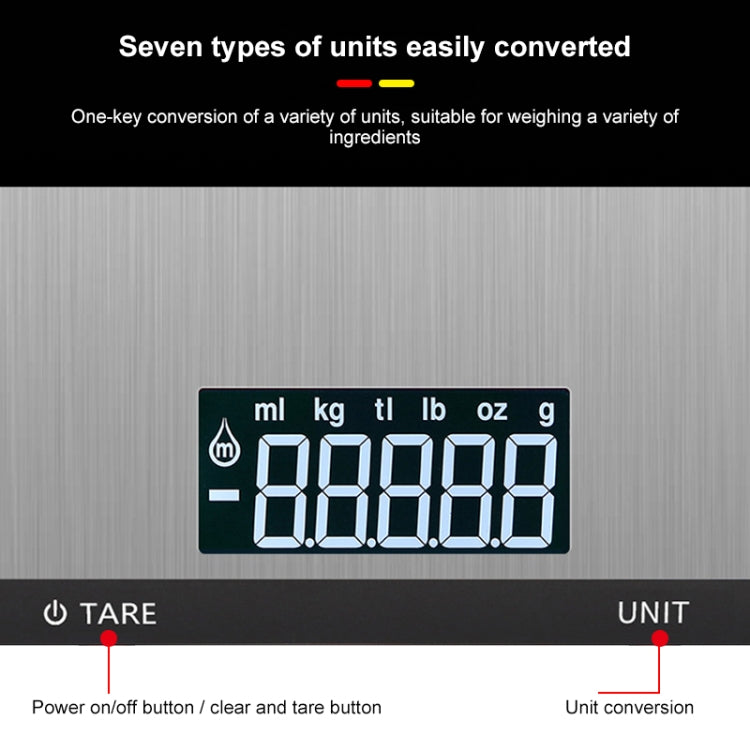 5kg/1g Stainless Steel Kitchen Scale Household Food Electronic Scale(Black) by buy2fix