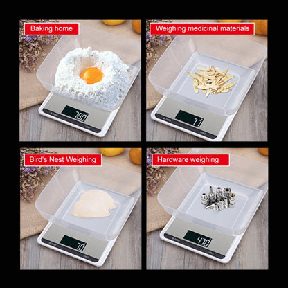 10kg/1g Stainless Steel Kitchen Scale Household Food Electronic Scale(Black) by buy2fix