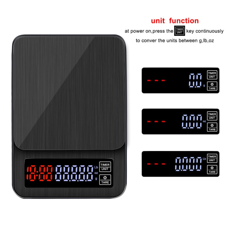 Household Hand-Pushed Coffee Scale USB-Powered Smart Kitchen Scale With Timing, Specification: 5kg/0.1g by buy2fix
