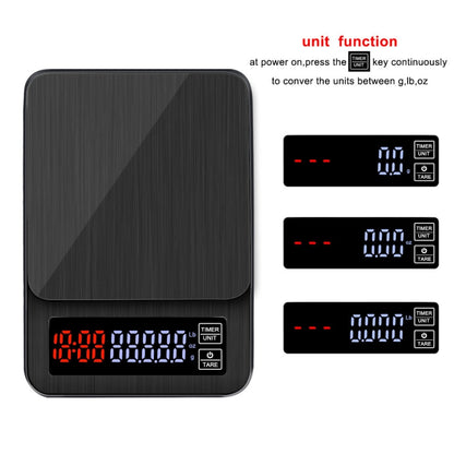 Household Hand-Pushed Coffee Scale USB-Powered Smart Kitchen Scale With Timing, Specification: 5kg/0.1g by buy2fix