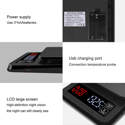 Household Hand-Pushed Coffee Scale USB-Powered Smart Kitchen Scale With Timing, Specification: 5kg/0.1g by buy2fix