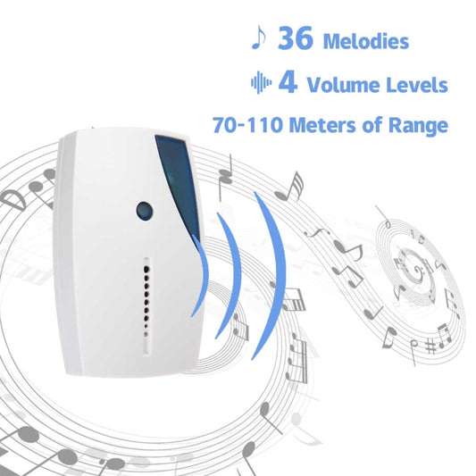 513E Waterproof LED Wireless Doorbell Remote Control Door Bell with 36 Tune Chimes Songs - Wireless Doorbell by buy2fix | Online Shopping UK | buy2fix
