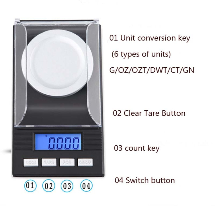 100g/0.001g High-Precision Portable Jewelry Scale Mini Electronic Scale Precision Carat Electronic Scale by buy2fix