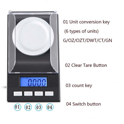 100g/0.001g High-Precision Portable Jewelry Scale Mini Electronic Scale Precision Carat Electronic Scale by buy2fix