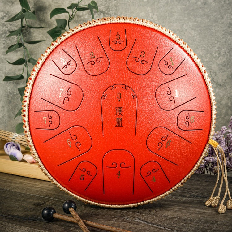 15-Tone Ethereal Drum 14-Inch Steel Tongue Drum Hollow Drum Sanskrit Drummer Disc(Red) by buy2fix