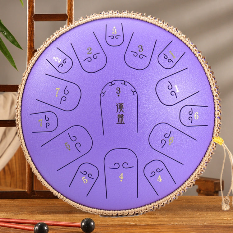 15-Tone Ethereal Drum 14-Inch Steel Tongue Drum Hollow Drum Sanskrit Drummer Disc(Purple) by buy2fix