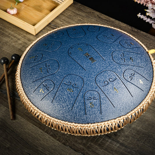 15-Tone Ethereal Drum 14-Inch Steel Tongue Drum Hollow Drum Sanskrit Drummer Disc(Navy Blue) by buy2fix