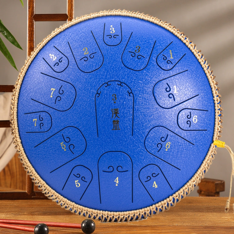 15-Tone Ethereal Drum 14-Inch Steel Tongue Drum Hollow Drum Sanskrit Drummer Disc(Blue) by buy2fix