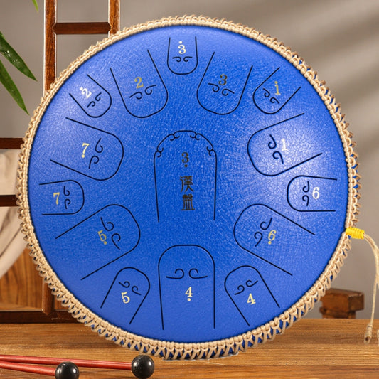 15-Tone Ethereal Drum 14-Inch Steel Tongue Drum Hollow Drum Sanskrit Drummer Disc(Blue) by buy2fix