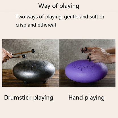 15-Tone Ethereal Drum 14-Inch Steel Tongue Drum Hollow Drum Sanskrit Drummer Disc(Black) by buy2fix