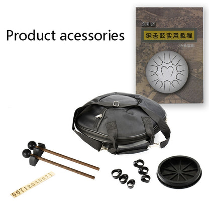 15-Tone Ethereal Drum 14-Inch Steel Tongue Drum Hollow Drum Sanskrit Drummer Disc(Black) by buy2fix