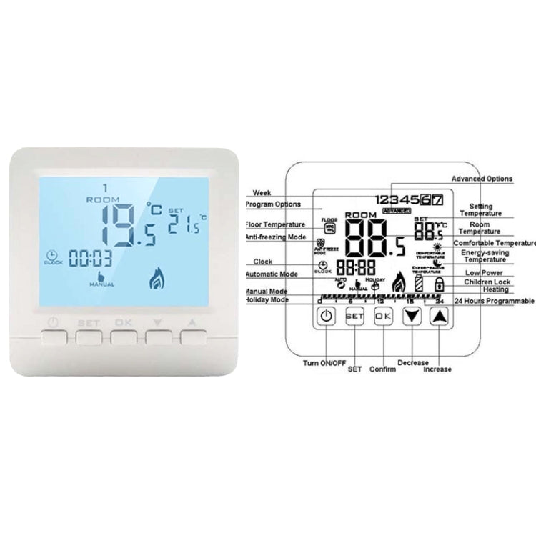HY02B05-2BW  Programmable Wall-Hung Boiler Thermostat Temperature Controller - Thermostat & Thermometer by buy2fix | Online Shopping UK | buy2fix
