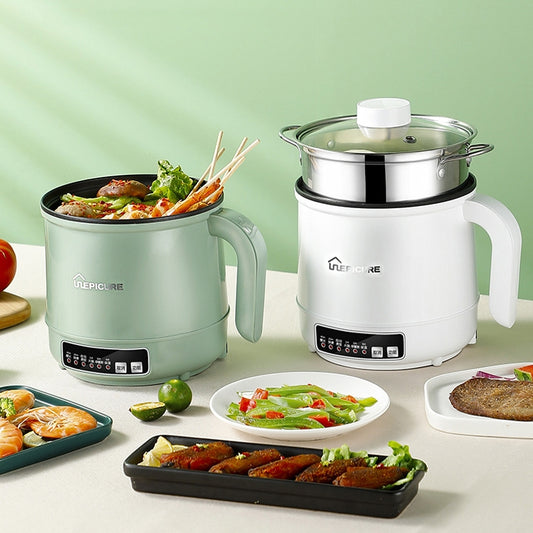 Multi-Function Electric-Cooker Mini Dormitory Student Cooking Rice Stir Frying Non-Stick Pot, 110V US Plug, Colour: White Manual Single Pot(1.7L) - Rice Cookers by buy2fix | Online Shopping UK | buy2fix