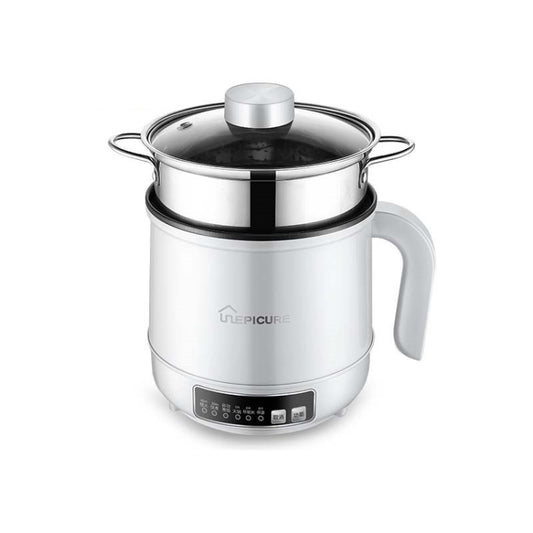 Multi-Function Electric-Cooker Mini Dormitory Student Cooking Rice Stir Frying Non-Stick Pot, 110V US Plug, Colour: White Smart With Steaming Grid(1.7L) - Rice Cookers by buy2fix | Online Shopping UK | buy2fix
