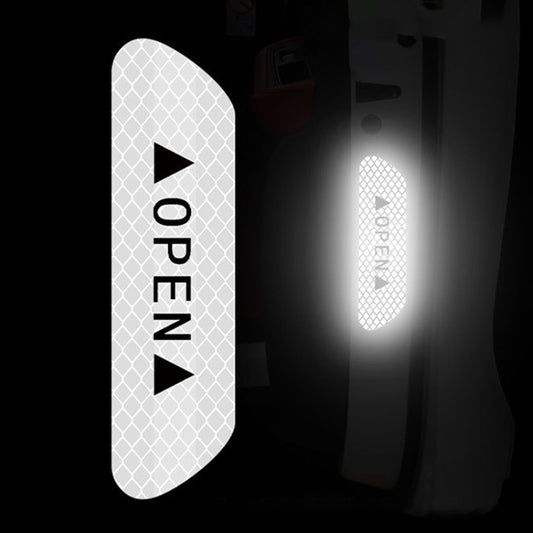OPEN Reflective Tape Warning Mark Bicycle Accessories Car Door Stickers(White) by buy2fix