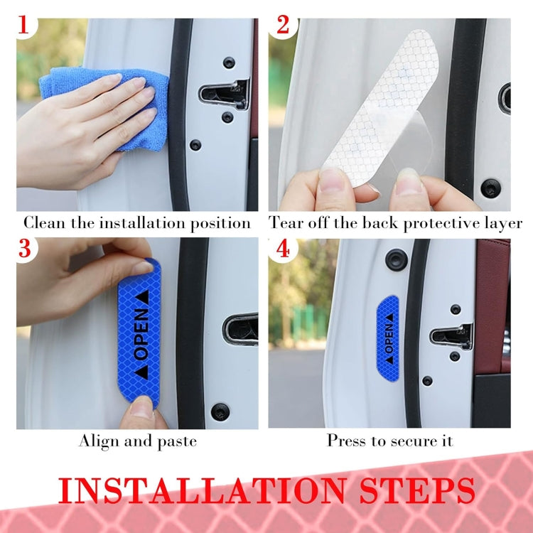 OPEN Reflective Tape Warning Mark Bicycle Accessories Car Door Stickers(Red) by buy2fix