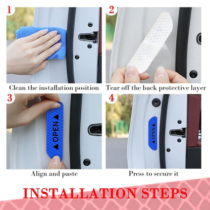 OPEN Reflective Tape Warning Mark Bicycle Accessories Car Door Stickers(Red) by buy2fix