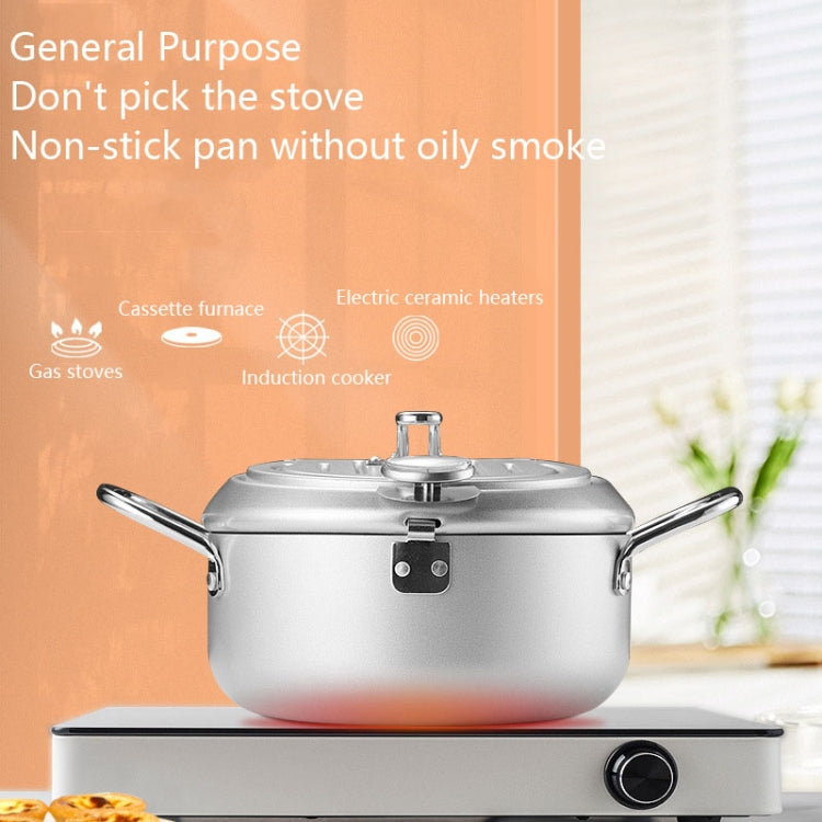 20cm Fryer Pot Household Non-Stick Pan Temperature Control Mini Frying Pot(Olive Green) - Electric Deep Fryers by buy2fix | Online Shopping UK | buy2fix