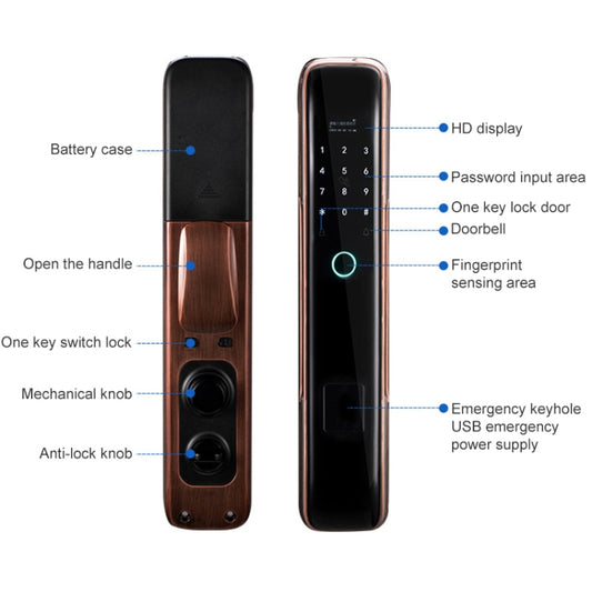 Smart Wifi Anti-Theft Fingerprint Password Lock Mobile Phone Remote Control Electronic Door Lock Magnetic Card Lock, Specification: SM-SL808 Automatic Black - Door Lock by buy2fix | Online Shopping UK | buy2fix