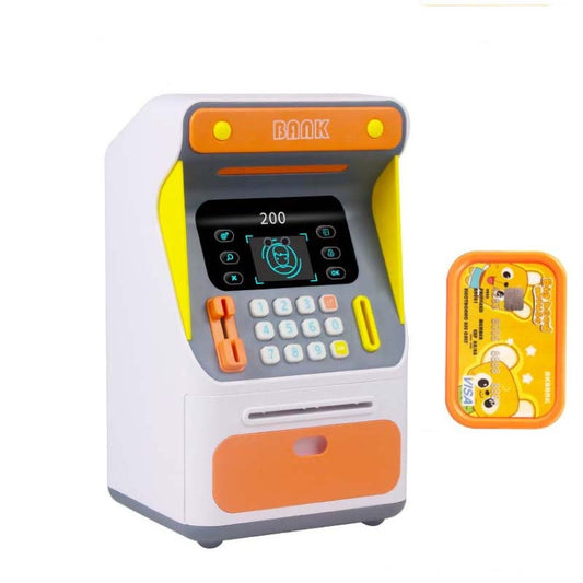 Simulation Face Recognition ATM Cash Deposit Box Simulation Password Automatic Rolling Money Safe Deposit Box, Colour: Orange (Charging Version) - Piggy Banks by buy2fix | Online Shopping UK | buy2fix