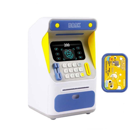 Simulation Face Recognition ATM Cash Deposit Box Simulation Password Automatic Rolling Money Safe Deposit Box, Colour: Blue (Charging Version) - Piggy Banks by buy2fix | Online Shopping UK | buy2fix