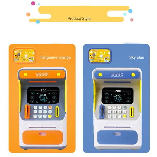 Simulation Face Recognition ATM Cash Deposit Box Simulation Password Automatic Rolling Money Safe Deposit Box, Colour: Blue (Charging Version) - Piggy Banks by buy2fix | Online Shopping UK | buy2fix
