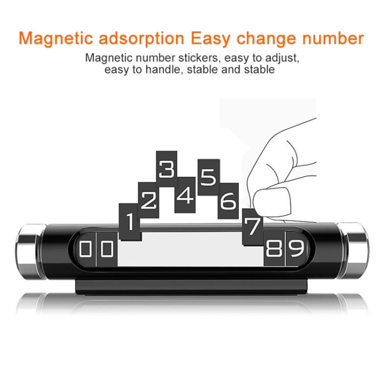 Magnetic Adsorption Design Car Shape Rotatable Luminous Car Temporary Parking Card with Phone Number(Black) by buy2fix