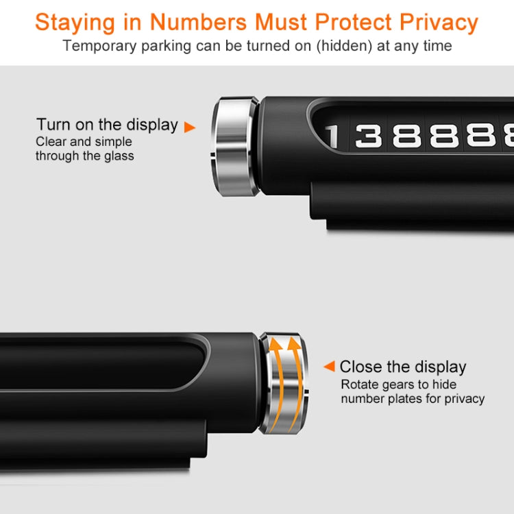 Magnetic Adsorption Design Car Shape Rotatable Luminous Car Temporary Parking Card with Phone Number(Black) by buy2fix