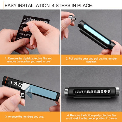Magnetic Adsorption Design Car Shape Rotatable Luminous Car Temporary Parking Card with Phone Number(Black) by buy2fix